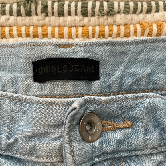 🍁Uniqlo Distressed Peg Top Light Wash Cropped Raw Hem Jeans Y2K Size 30 - Picture 5 of 7